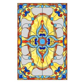 Decorative Static Window Film European Style Stained Glass Window Film No Glue Privacy Window Film,15x47 inch