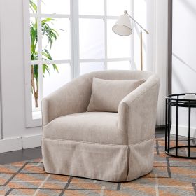 360-degree Swivel Accent Armchair Linen Blend Beige