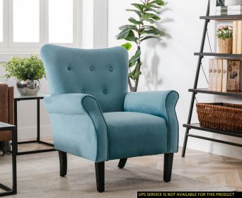 Stylish Living Room Furniture 1pc Accent Chair Blue Button-Tufted Back Rolled-Arms Black Legs Modern Design Furniture