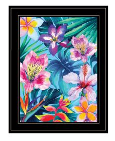 "Tropical Flowers" by Seven Trees Design, Ready to Hang Framed Print, Black Frame