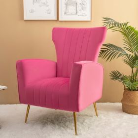 Velvet Accent Chair, Wingback Arm Chair with Gold Legs, Upholstered Single Sofa for Living Room Bedroom