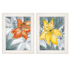 "Tiger Lilies" 2-Piece Vignette by Roey Ebert, White Frame