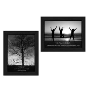 "Passion and Teamwork by Collection" 2-Piece Vignette By Trendy Decor4U, Printed Wall Art, Ready To Hang Framed Poster, Black Frame