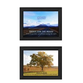 "Success Collection" 2-Piece Vignette By Trendy Decor4U, Printed Wall Art, Ready To Hang Framed Poster, Black Frame