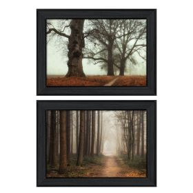 "Misty Trees Collection" 2-Piece Vignette By Martin Podt, Printed Wall Art, Ready To Hang Framed Poster, Black Frame