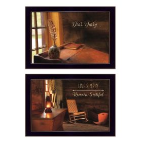 "Dear Diary Collection" 2-Piece Vignette By Lori Deiter, Printed Wall Art, Ready To Hang Framed Poster, Black Frame