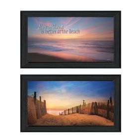 "At the Beach Collection" 2-Piece Vignette By Lori Deiter, Printed Wall Art, Ready To Hang Framed Poster, Black Frame