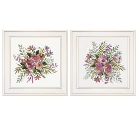 "Floral Spray I & II" 2-Piece Vignette by Cindy Jacobs, White Frame