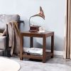 Classic brown Side Table,2-Tier Small Space End Table,Modern Night Stand,Sofa table,Side Table with Storage Shelve