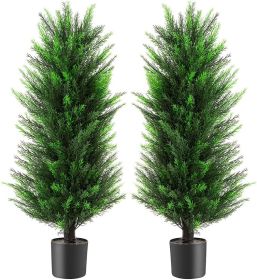 Two artificial cedar trees, 3 feet, artificial trees with UV protection artificial trimming