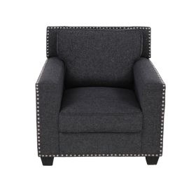 Black Linen Living Room Sofa Set