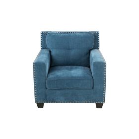 Blue Linen Living Room Sofa Set