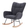 Teddy Upholstered Nursery Rocking Chair for Living Room Bedroom(DARK GREY Teddy)