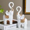 NORTHEUINS Resin Couple Elephant Figurines for Home Office Tabletop Decor Accessories Nordic Animal Statues Interior Ornament