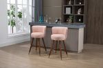 COOLMORE Counter Height Bar Stools Set of 2 for Kitchen Counter Solid Wood Legs with Fabric with a fixed height of 360 degrees