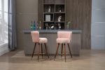 COOLMORE Counter Height Bar Stools Set of 2 for Kitchen Counter Solid Wood Legs with Fabric with a fixed height of 360 degrees