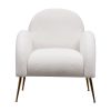 Accent Upholstered Single Chair White Sherpa Armchair with Golden Legs for living room, bedroom, office