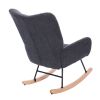 Teddy Upholstered Nursery Rocking Chair for Living Room Bedroom(DARK GREY Teddy)