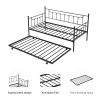 Metal Twin Daybed with Trundle/ Heavy-duty Sturdy Metal/ Noise Reduced/ Trundle for Flexible Space/ Vintage Style/ No Box Spring Needed