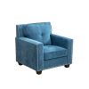 Blue Linen Living Room Sofa Set