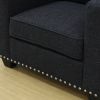 Black Linen Living Room Sofa Set