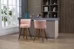 COOLMORE Counter Height Bar Stools Set of 2 for Kitchen Counter Solid Wood Legs with Fabric with a fixed height of 360 degrees