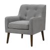 Ryder Mid Century Modern Gray Woven Fabric Tufted Armchair