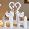 NORTHEUINS Resin Couple Elephant Figurines for Home Office Tabletop Decor Accessories Nordic Animal Statues Interior Ornament