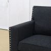 Black Linen Living Room Sofa Set