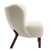 Modern Accent Chair Lambskin Sherpa Wingback Tufted Side Chair with Solid Wood Legs for Living Room Bedroom, Cream