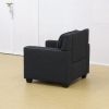 Black Linen Living Room Sofa Set