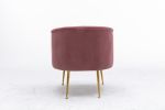 Velvet Armchair Accent Tub Barrel Chair With Gold Metal Legs, Dark Pink