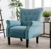 Stylish Living Room Furniture 1pc Accent Chair Blue Button-Tufted Back Rolled-Arms Black Legs Modern Design Furniture