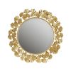 Gold Gingko Leaf Round Wall Mirror 30.5"