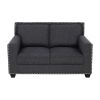 Black Linen 3-Piece Living Room Sofa Set