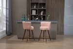 COOLMORE Counter Height Bar Stools Set of 2 for Kitchen Counter Solid Wood Legs with Fabric with a fixed height of 360 degrees