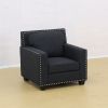 Black Linen Living Room Sofa Set