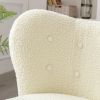 Modern Accent Chair Lambskin Sherpa Wingback Tufted Side Chair with Solid Wood Legs for Living Room Bedroom, Cream