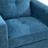 Blue Linen Living Room Sofa Set