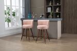 COOLMORE Counter Height Bar Stools Set of 2 for Kitchen Counter Solid Wood Legs with Fabric with a fixed height of 360 degrees