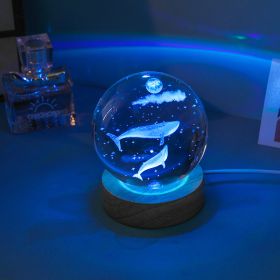 Crystal Ball Colorful Luminous Wooden Base (Option: Deep Sea Whale-Ball Base)