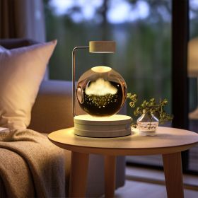 Crystal Ball Cosmic Dinosaur Indoor Night Light USB Power Warm Bedside Light Birthday Gift Night Lamp (Option: Rainy Clouds-Light wood)