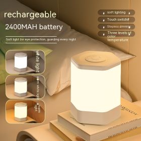 Charging Touch Hexagonal Led Small Night Lamp (Option: USB-2400mA Three Colors)