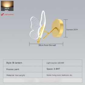 Modern Light Luxury Creative Bedside-use Butterfly Decorative Table Lamp (Option: Gold-Wall Lamp 20CM Warm Light)