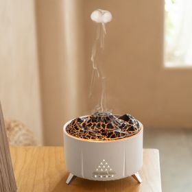 Top Sale Flame Aroma Diffuser Air Humidifier Home Aromatherapy Fire Ultrasonic Essential Oil Diffuser With Bluetooth Speaker White Noise (Option: White-EU)