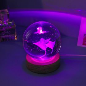 Crystal Ball Colorful Luminous Wooden Base (Option: Manta Ray-Ball Base)