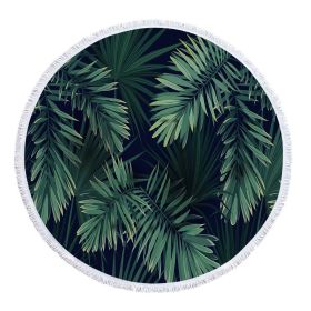 New Tropical Plant Round Beach Towel Microfiber With Fringe Digital Printing (Option: Section E)