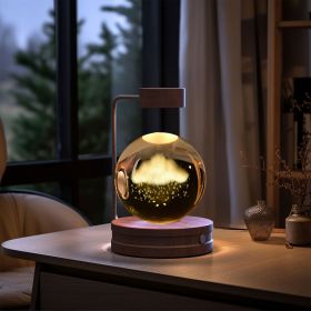 Crystal Ball Cosmic Dinosaur Indoor Night Light USB Power Warm Bedside Light Birthday Gift Night Lamp (Option: Rainy Clouds-Dark wood)