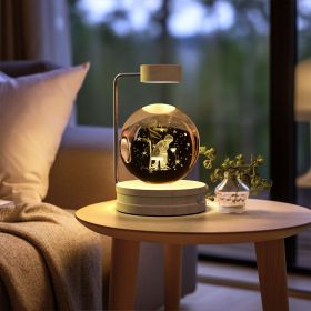 Crystal Ball Cosmic Dinosaur Indoor Night Light USB Power Warm Bedside Light Birthday Gift Night Lamp (Option: Little Prince and the Rose-Light wood)