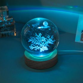 Crystal Ball Colorful Luminous Wooden Base (Option: Coral-Ball Base)